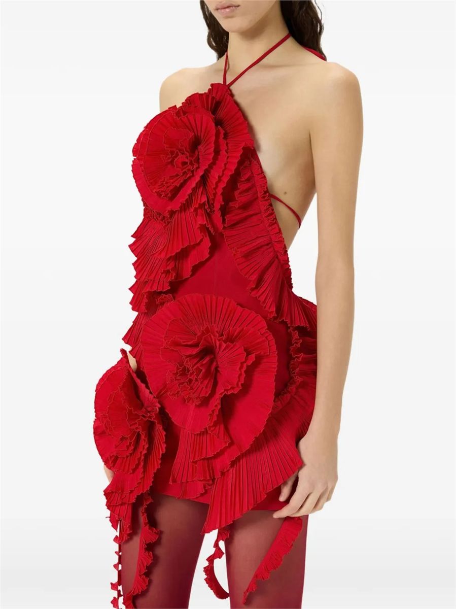 Pleated-rose taffeta mini dress-BLUMARINE-Verso