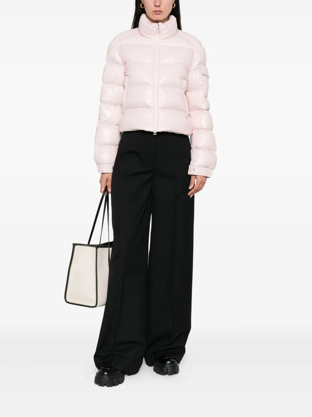 Pleated Wide-leg Trousers-MONCLER-Verso