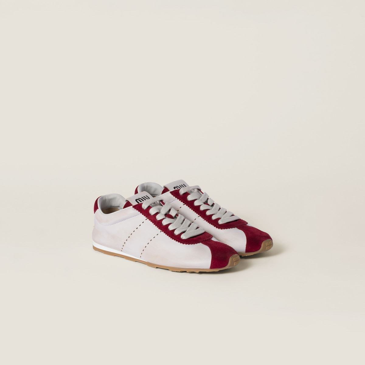 PLUME NAPPA LEATHER AND SUEDE SNEAKERS-MIU MIU-Verso