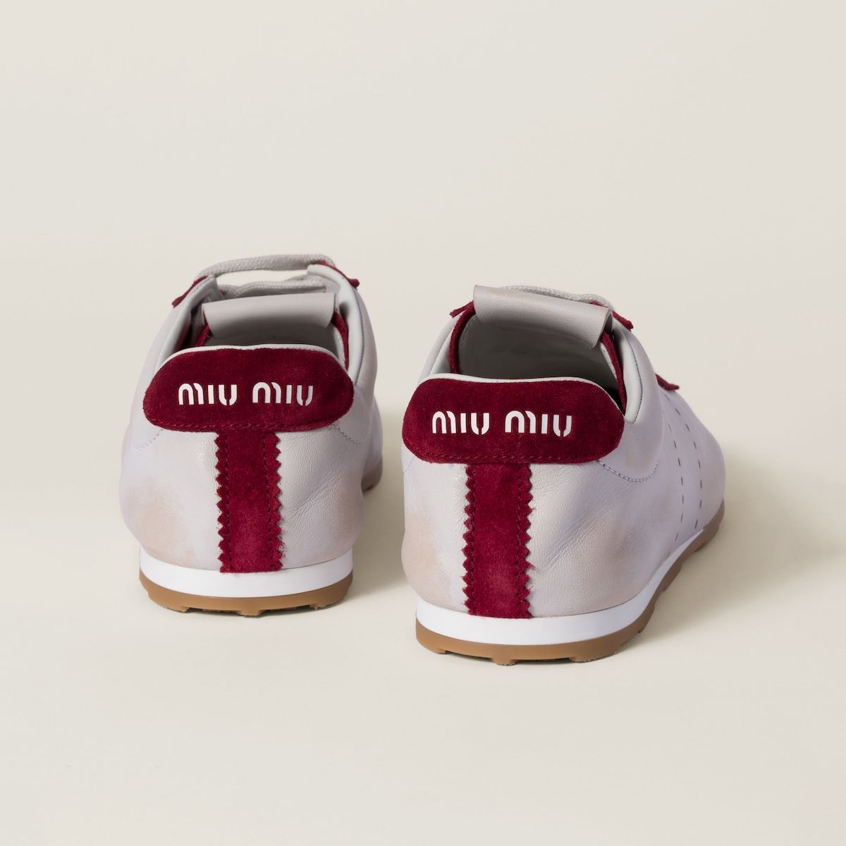 PLUME NAPPA LEATHER AND SUEDE SNEAKERS-MIU MIU-Verso