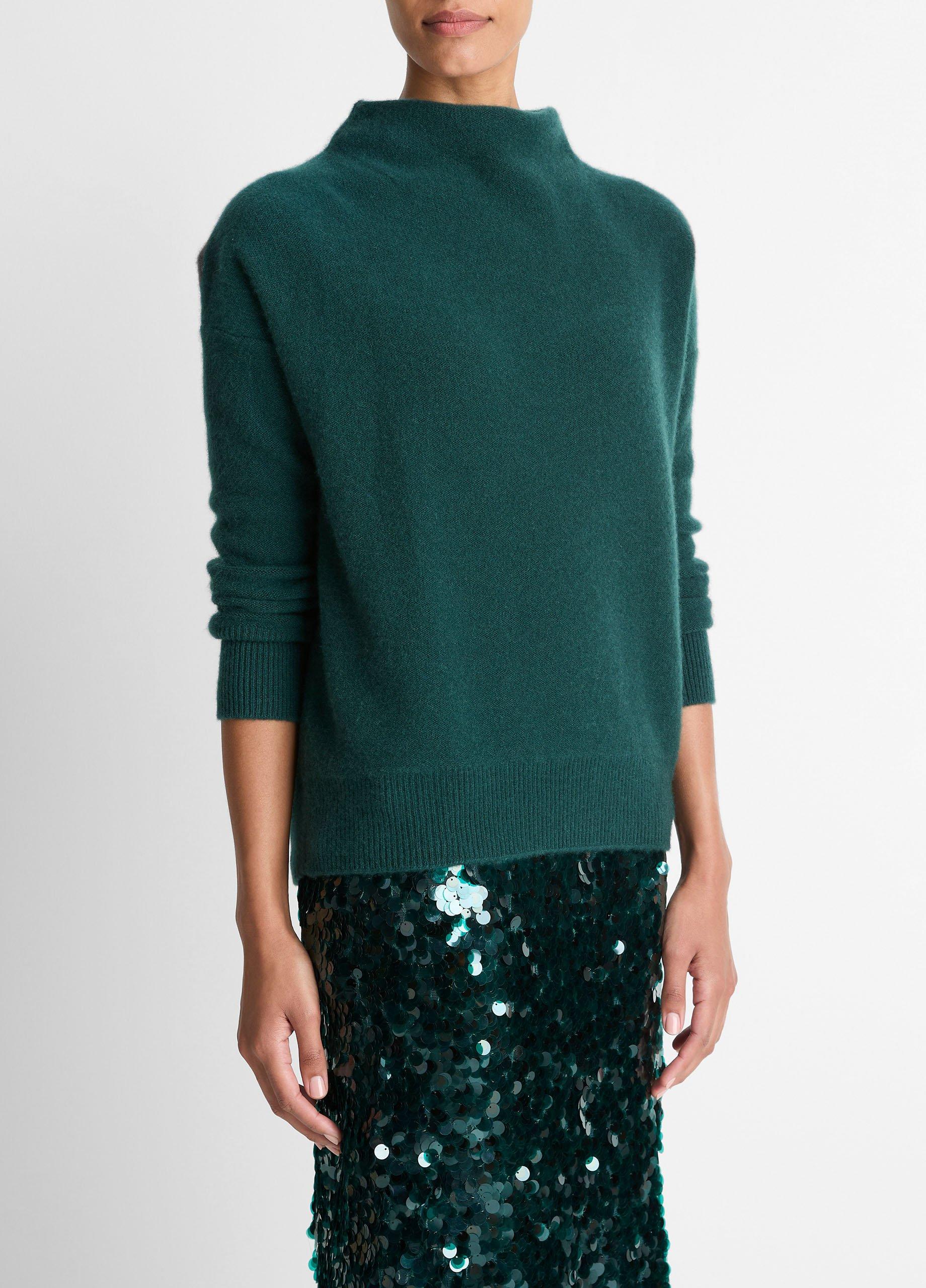 Plush cashmere funnel-neck sweater