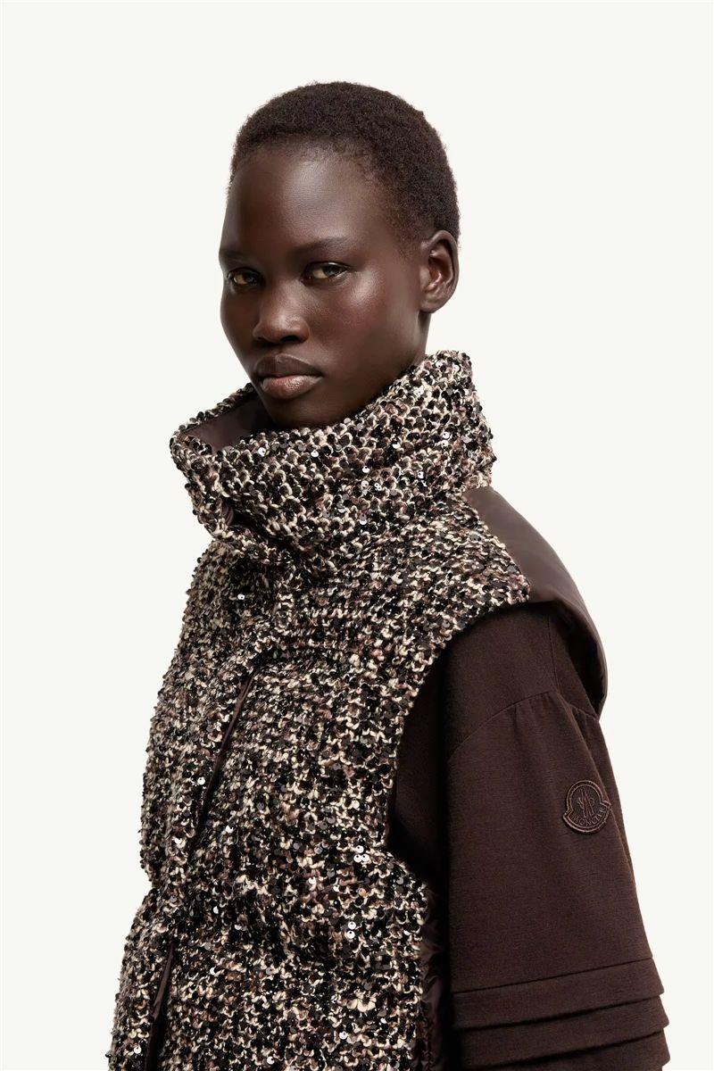Poetique 2-in-1 short sequin down jacket-MONCLER-Verso