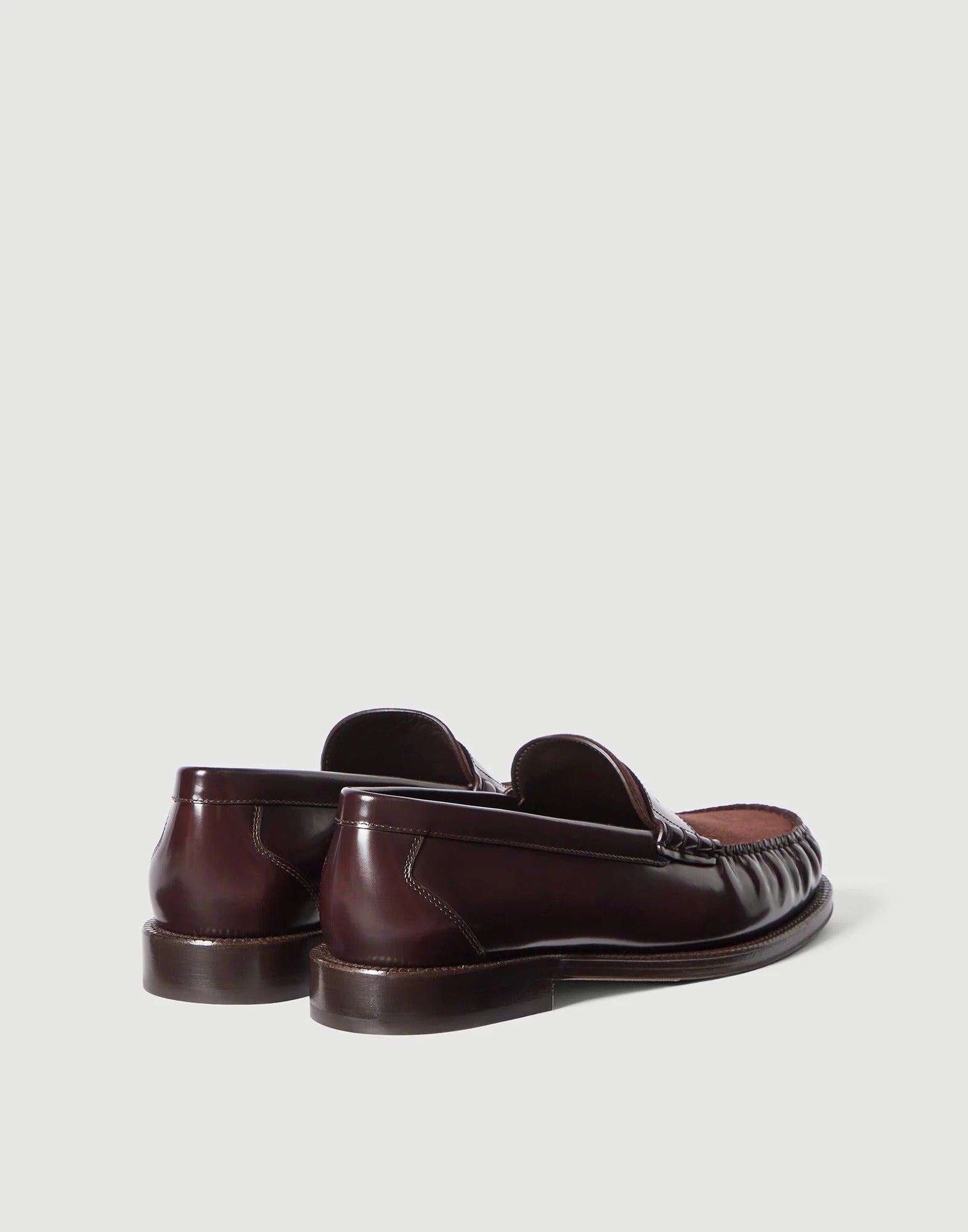 Polished calfskin and suede loafers-BRUNELLO CUCINELLI-Verso