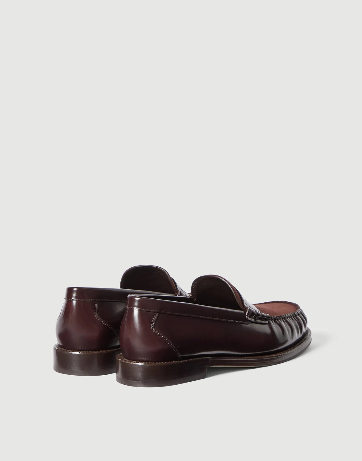 Polished calfskin and suede loafers-BRUNELLO CUCINELLI-Verso