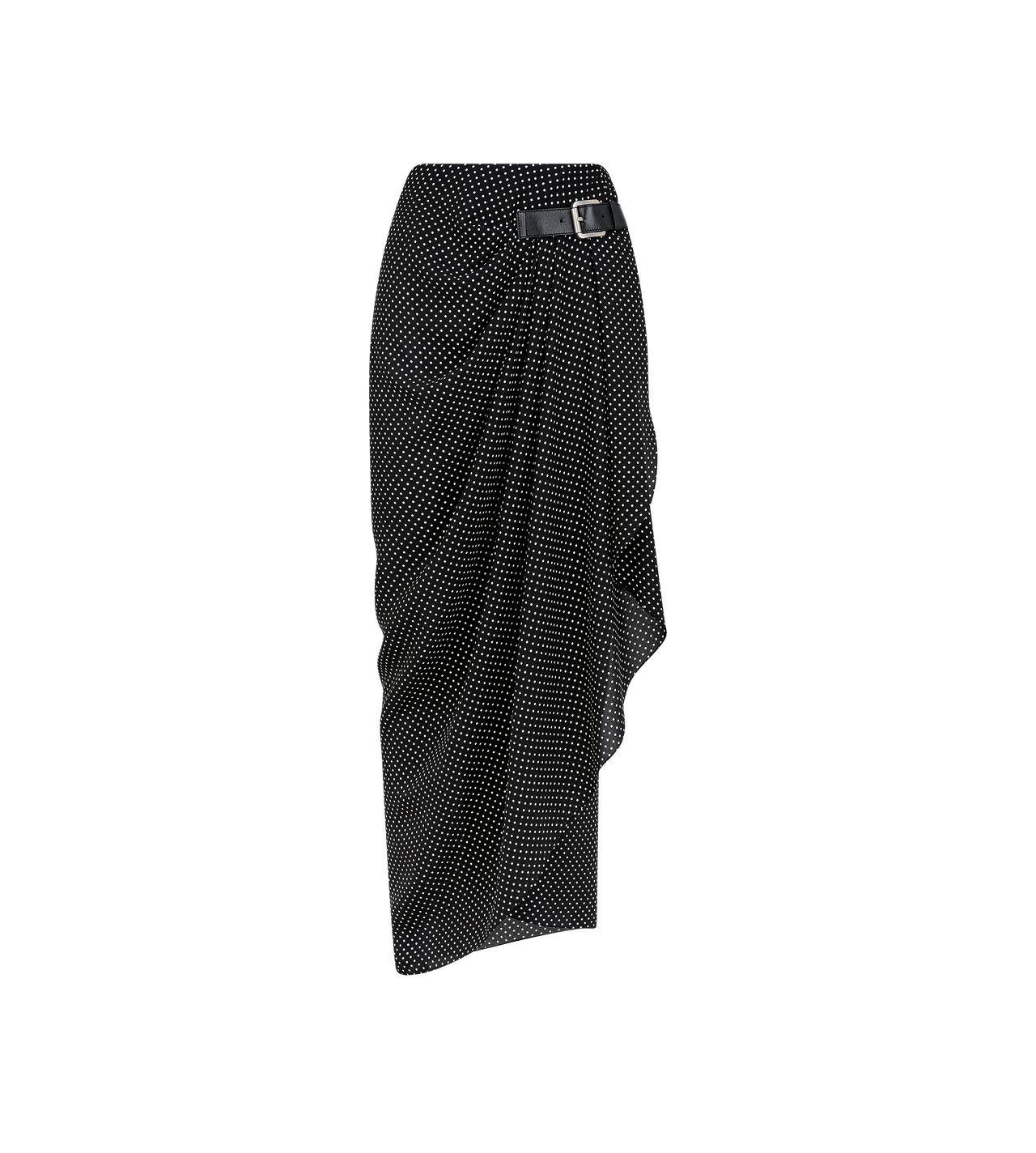 Polka Dot Silk Sable Wrap Skirt with Leather Detail-TOM FORD-Verso