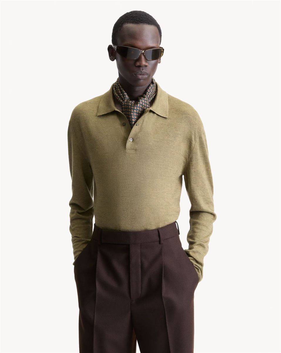 Polo in cashmere, silk, and linen-SAINT LAURENT-Verso