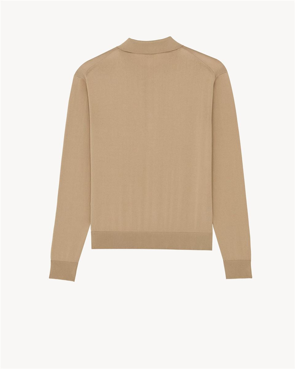 Polo in Silk and Cotton Knit-SAINT LAURENT-Verso