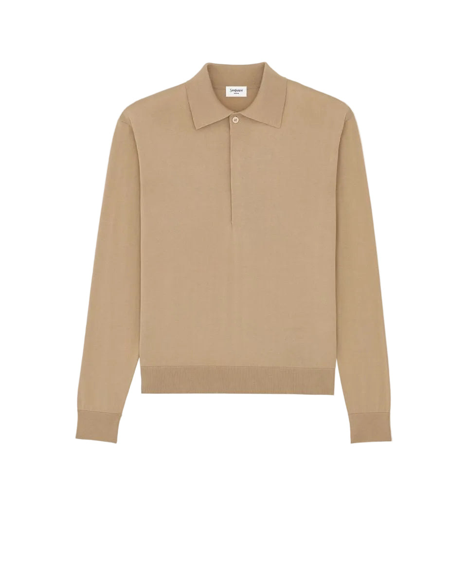 Polo in Silk and Cotton Knit-SAINT LAURENT-Verso