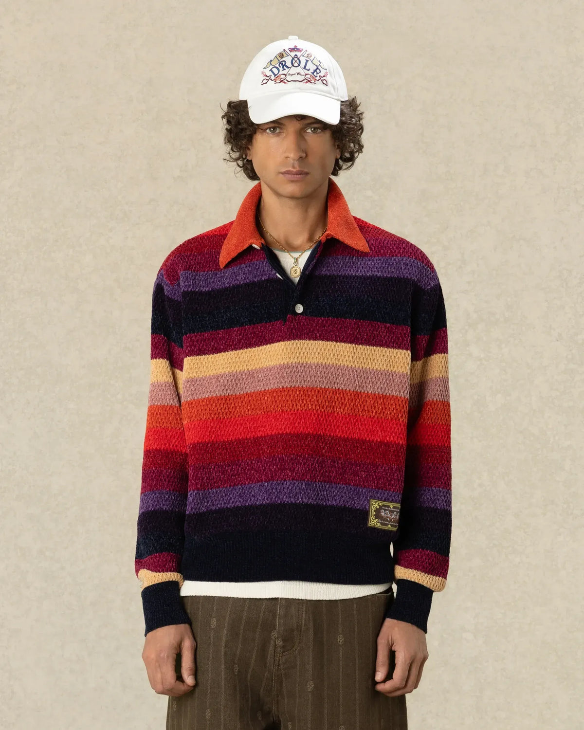 Polo rayé manches longues chenille patch cheval-DRÔLE DE MONSIEUR-Verso