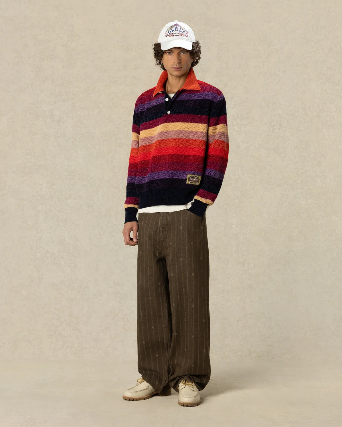Polo rayé manches longues chenille patch cheval-DRÔLE DE MONSIEUR-Verso