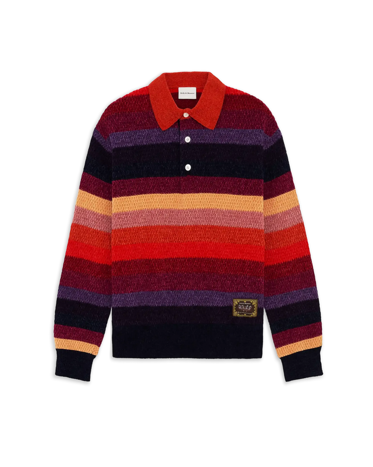 Polo rayé manches longues chenille patch cheval-DRÔLE DE MONSIEUR-310956-M-Verso