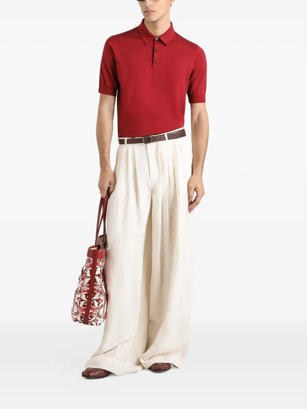 Polo Shirt in Smooth Silk-DOLCE&GABBANA-Verso