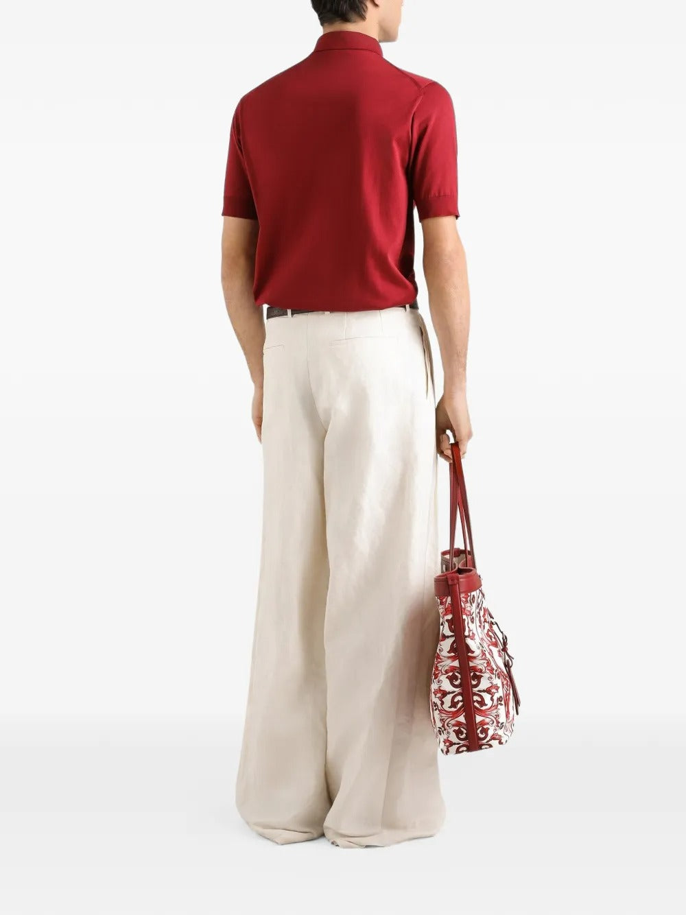 Polo Shirt in Smooth Silk-DOLCE&GABBANA-Verso