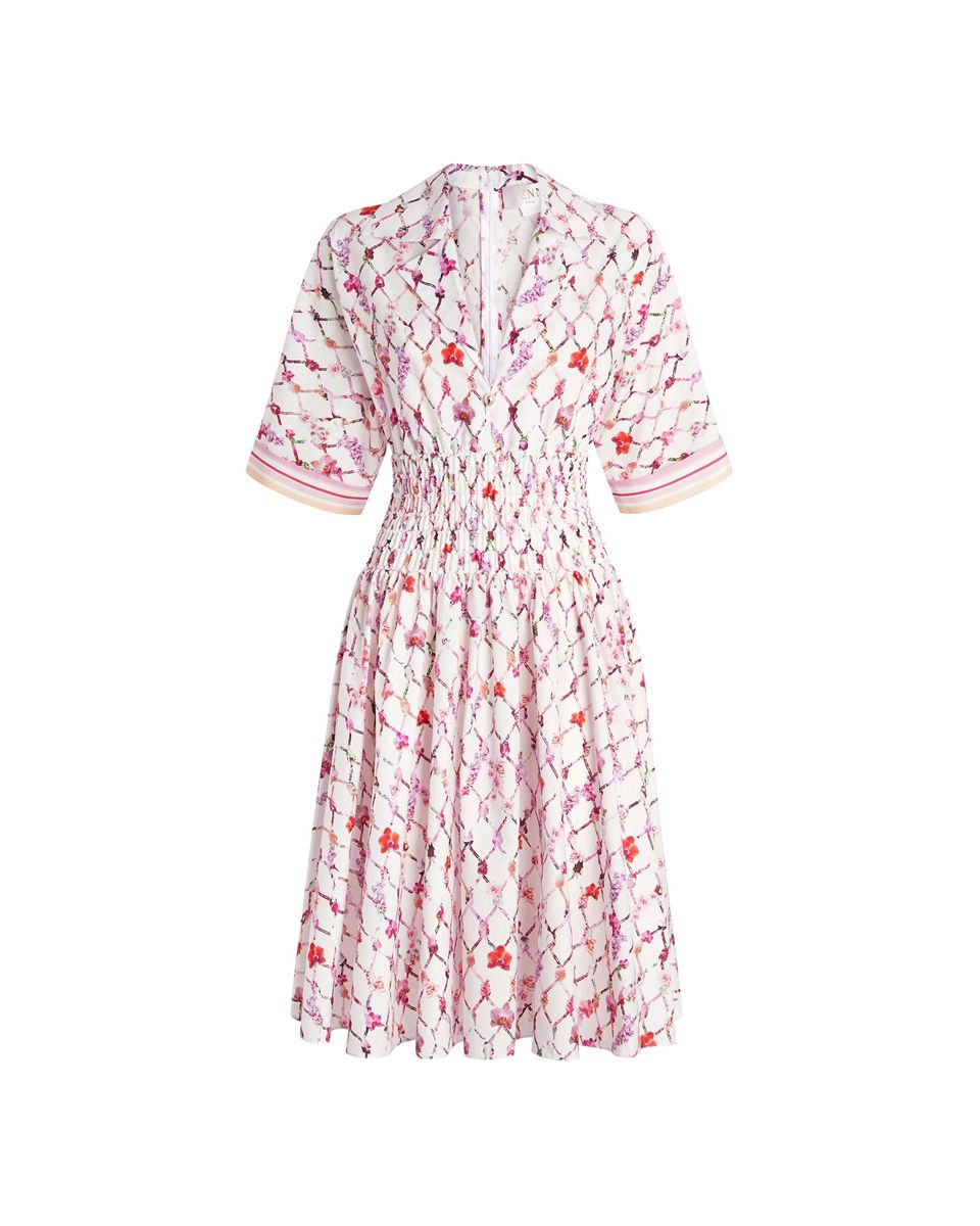 Poplin dress with tassel print-GENNY-307935-40-Verso