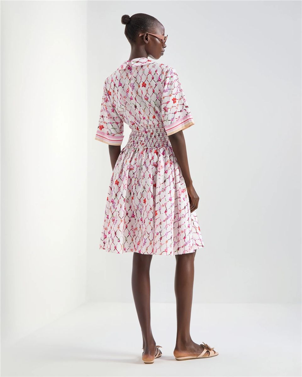 Poplin dress with tassel print-GENNY-Verso