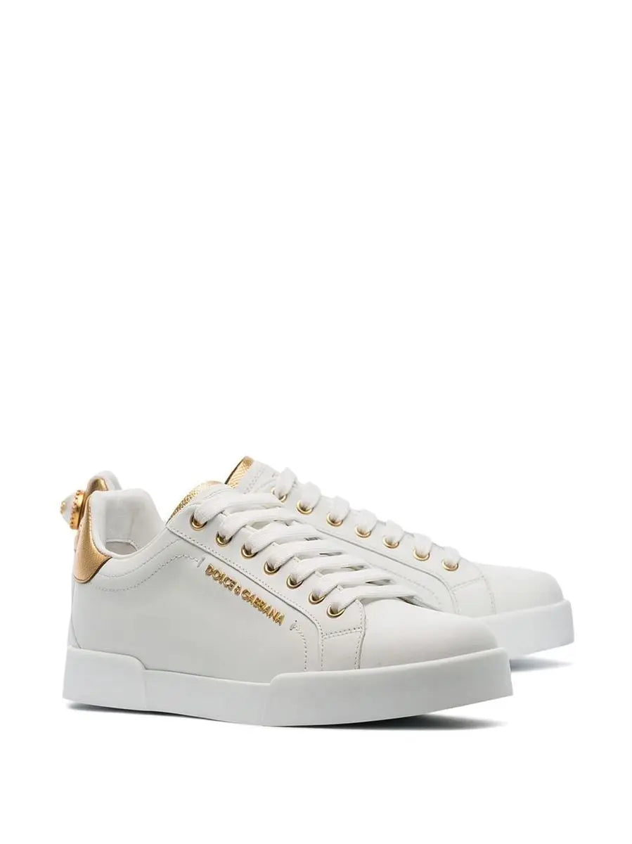 PORTOFINO LOGO-TAG LEATHER SNEAKERS DOLCE & GABBANA