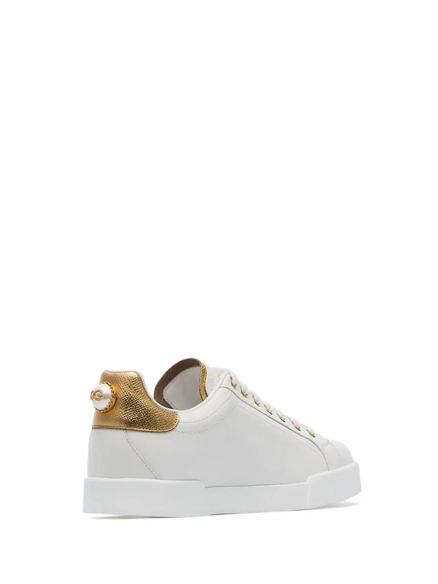 PORTOFINO LOGO-TAG LEATHER SNEAKERS DOLCE & GABBANA