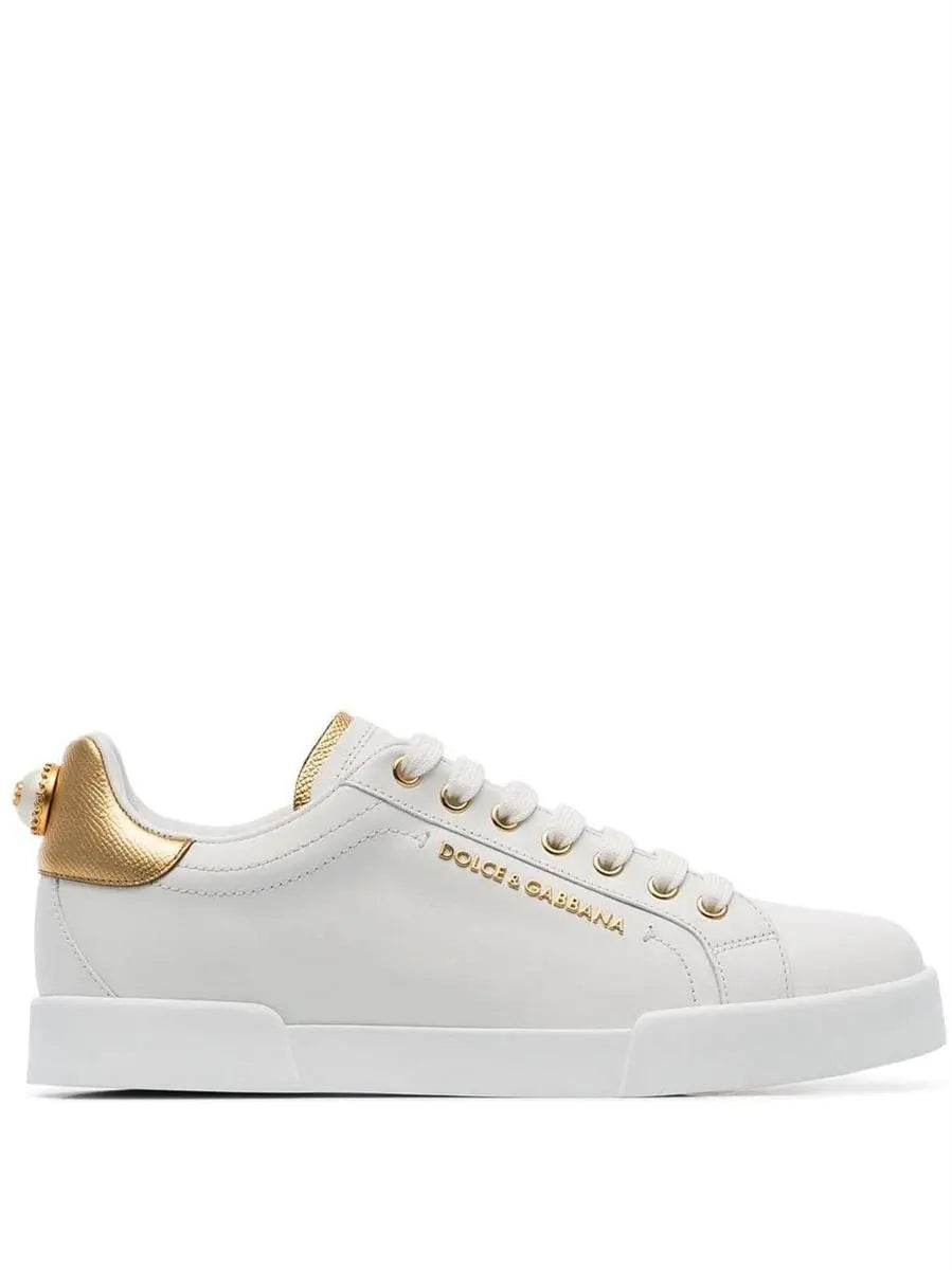 PORTOFINO LOGO-TAG LEATHER SNEAKERS DOLCE & GABBANA