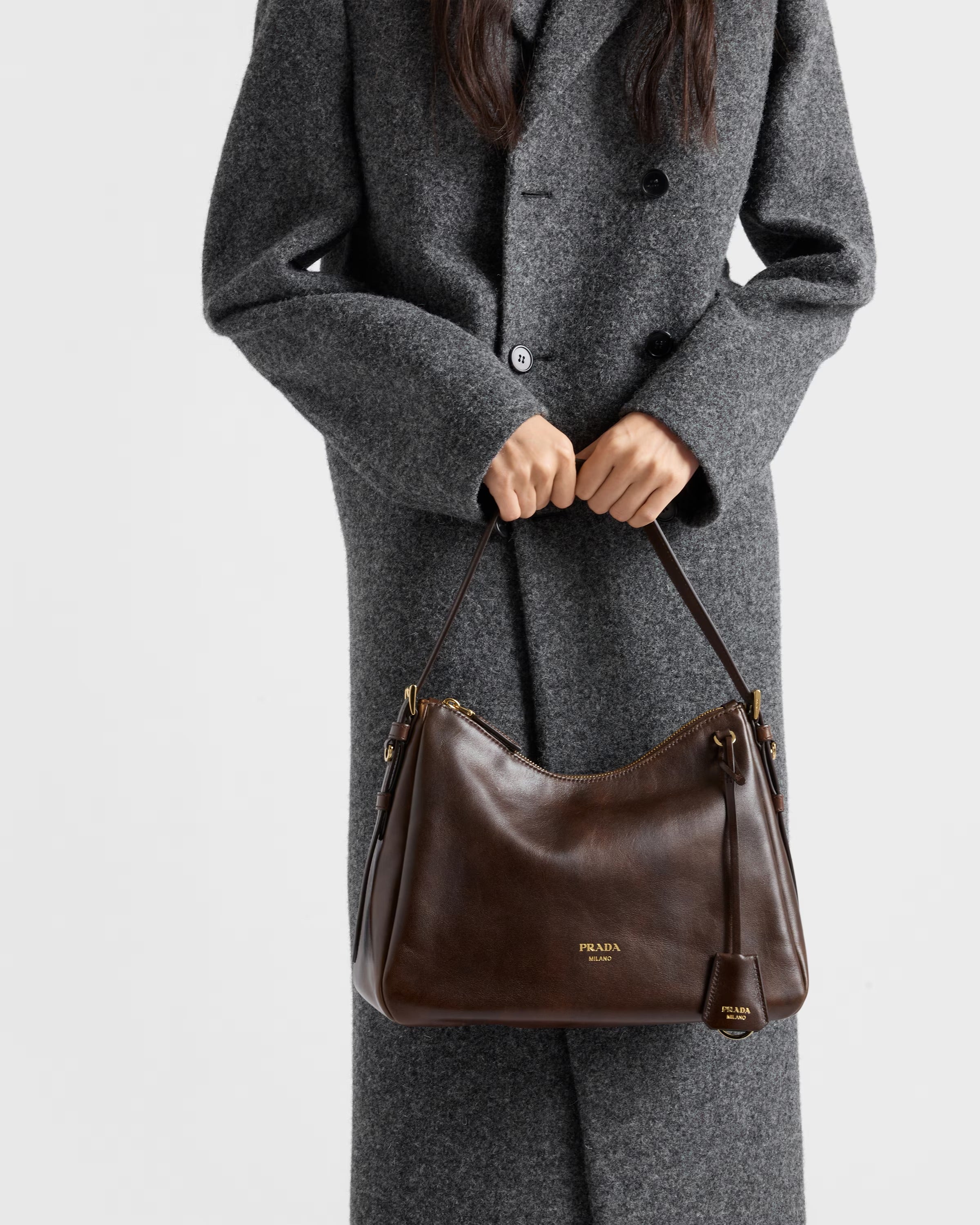 Prada Aimée Medium Leather Shoulder Bag-PRADA-Verso