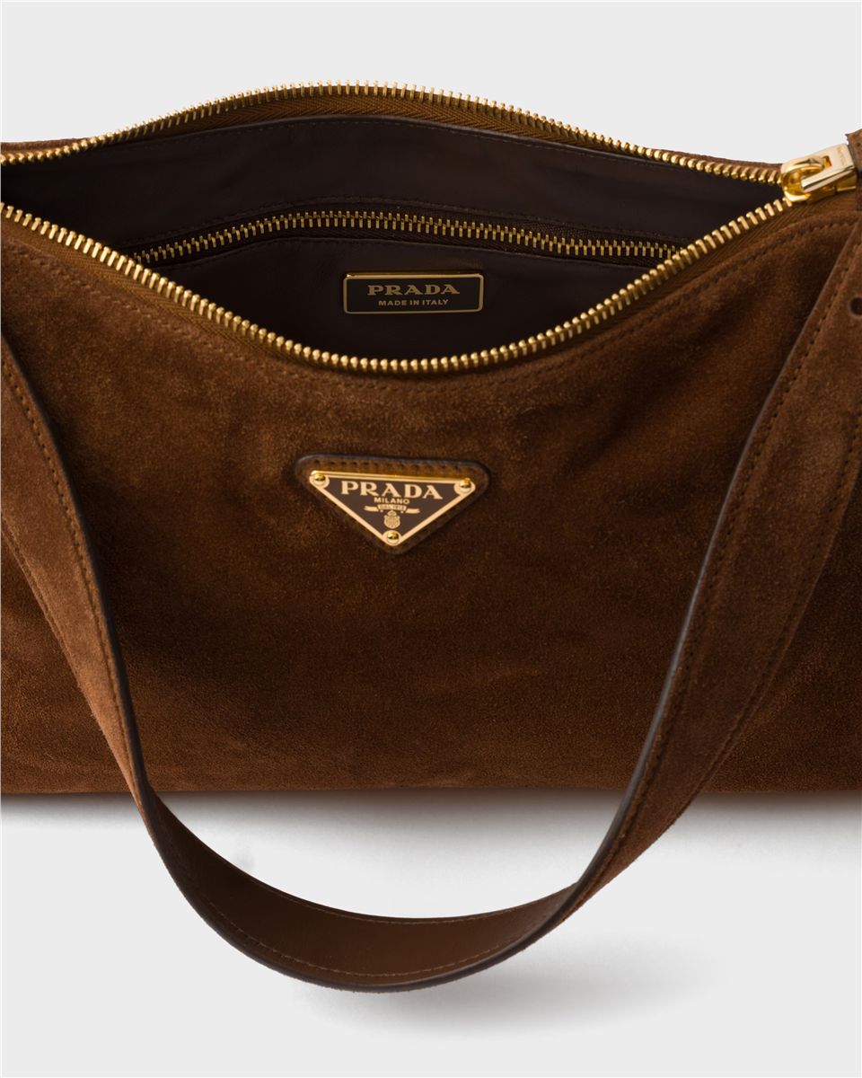 Prada aimée medium suede shoulder bag