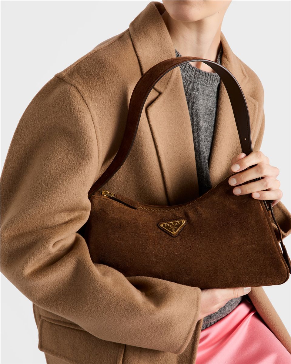 Prada aimée medium suede shoulder bag