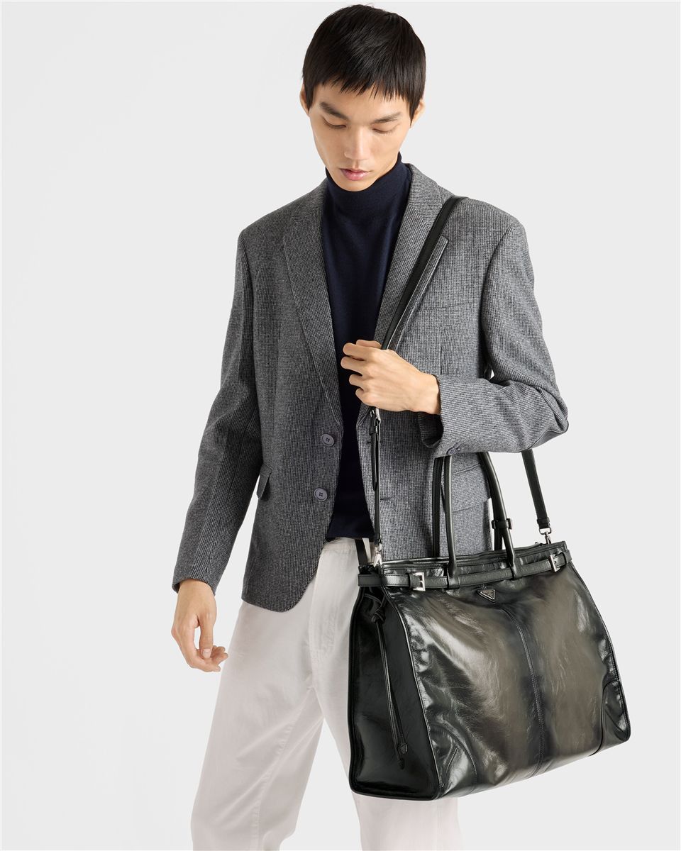 Prada bonnie antiqued leather tote bag-PRADA-Verso