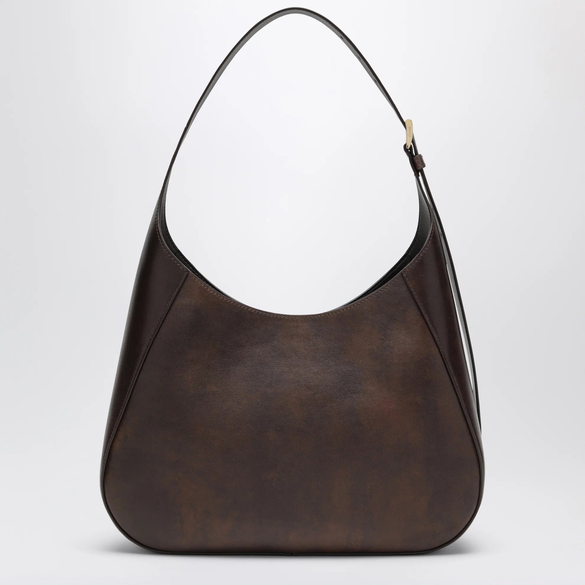 Prada Boogie Medium Brown Leather Hobo Bag-PRADA-Verso