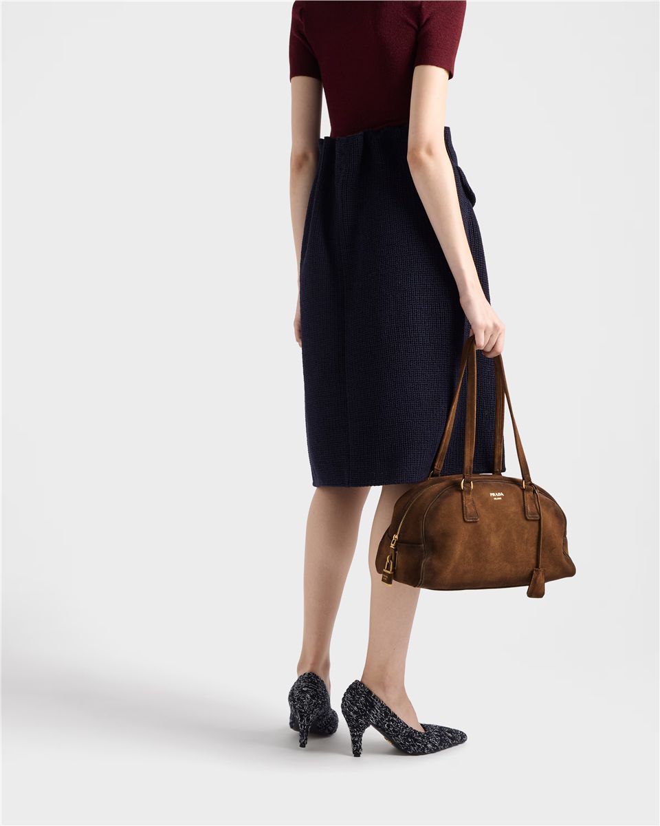 Prada bowling medium suede bag-PRADA-Verso