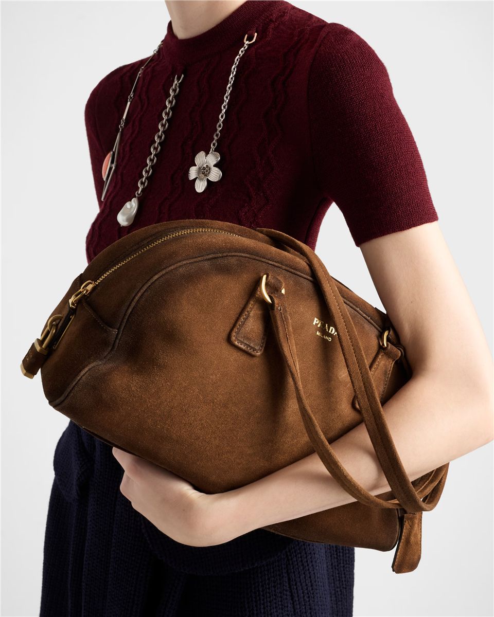 Prada bowling medium suede bag-PRADA-Verso