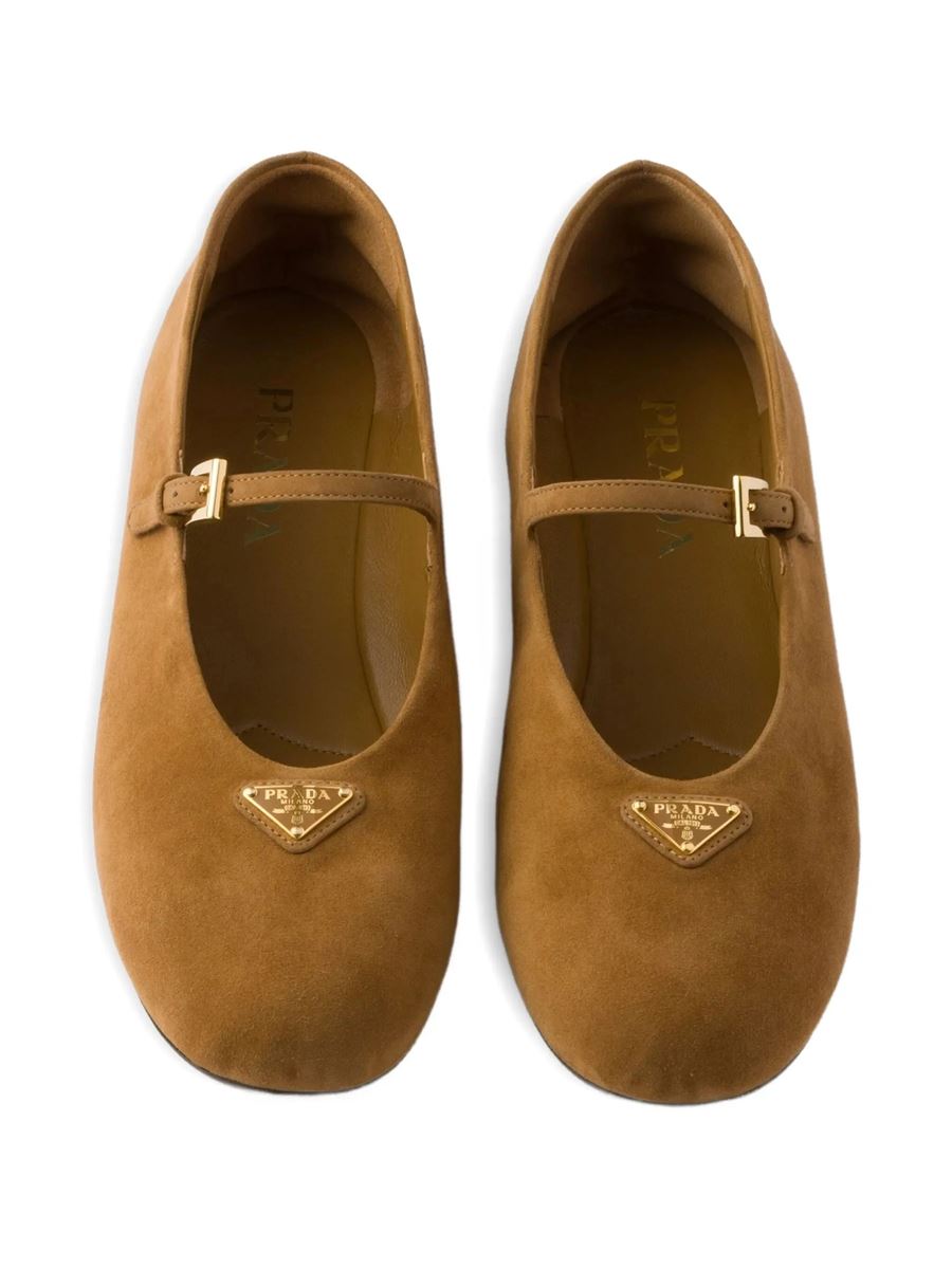 Prada buckle strap suede ballerinas-PRADA-Verso