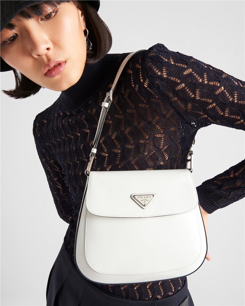Prada cleo medium brushed leather shoulder bag-PRADA-Verso