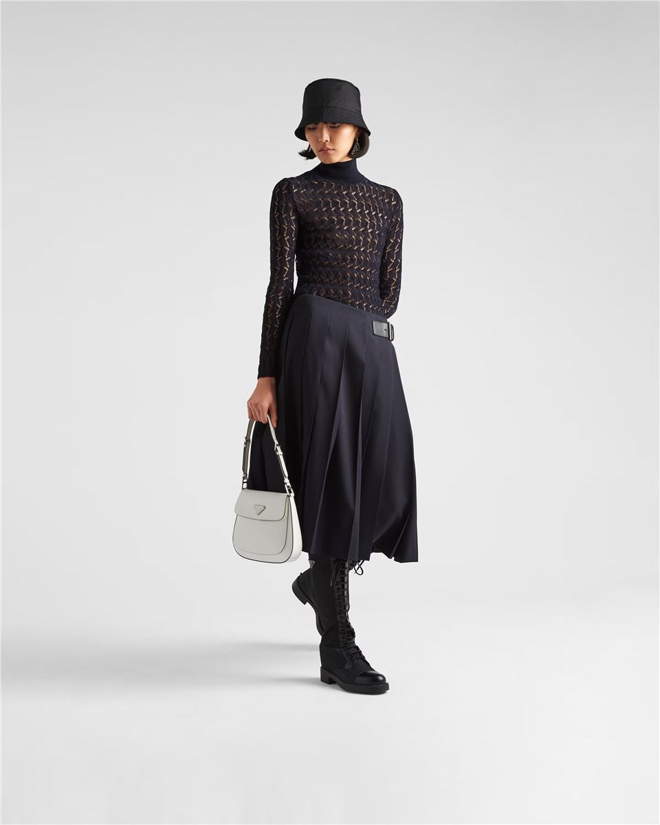 Prada cleo medium brushed leather shoulder bag-PRADA-Verso