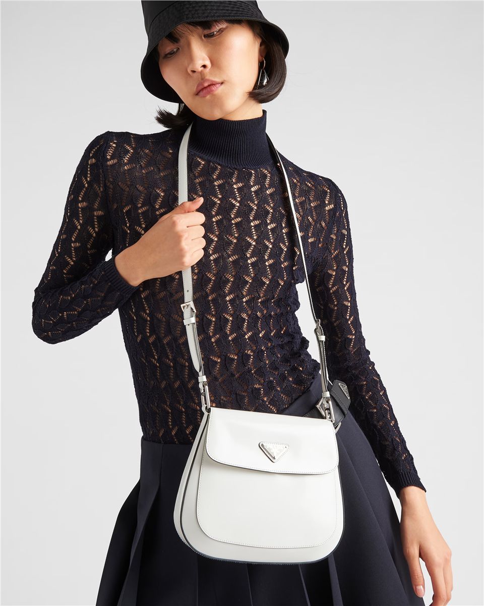 Prada cleo medium brushed leather shoulder bag-PRADA-Verso