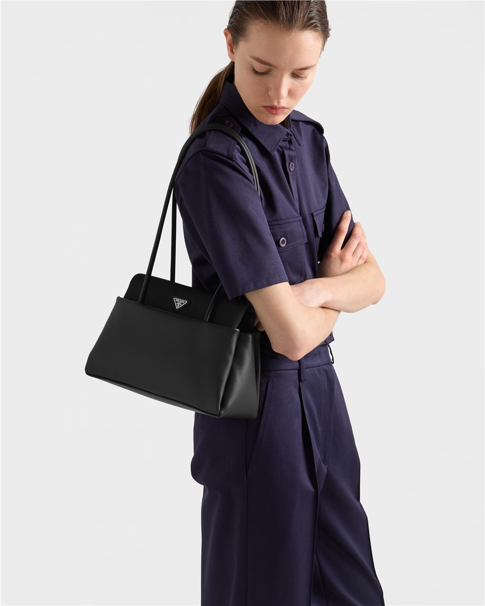 Prada passage medium leather bag with re-nylon flap-PRADA-Verso