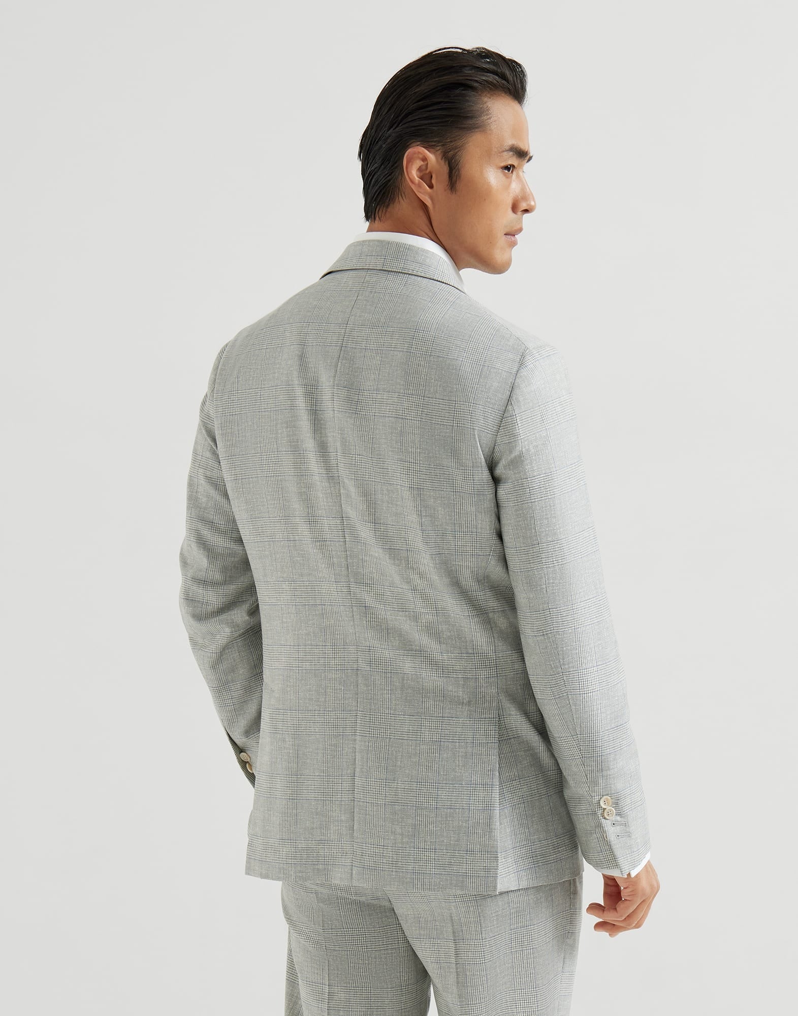 Virgin wool prince of wales fresco one-and-a-half breasted suit-BRUNELLO CUCINELLI-Verso
