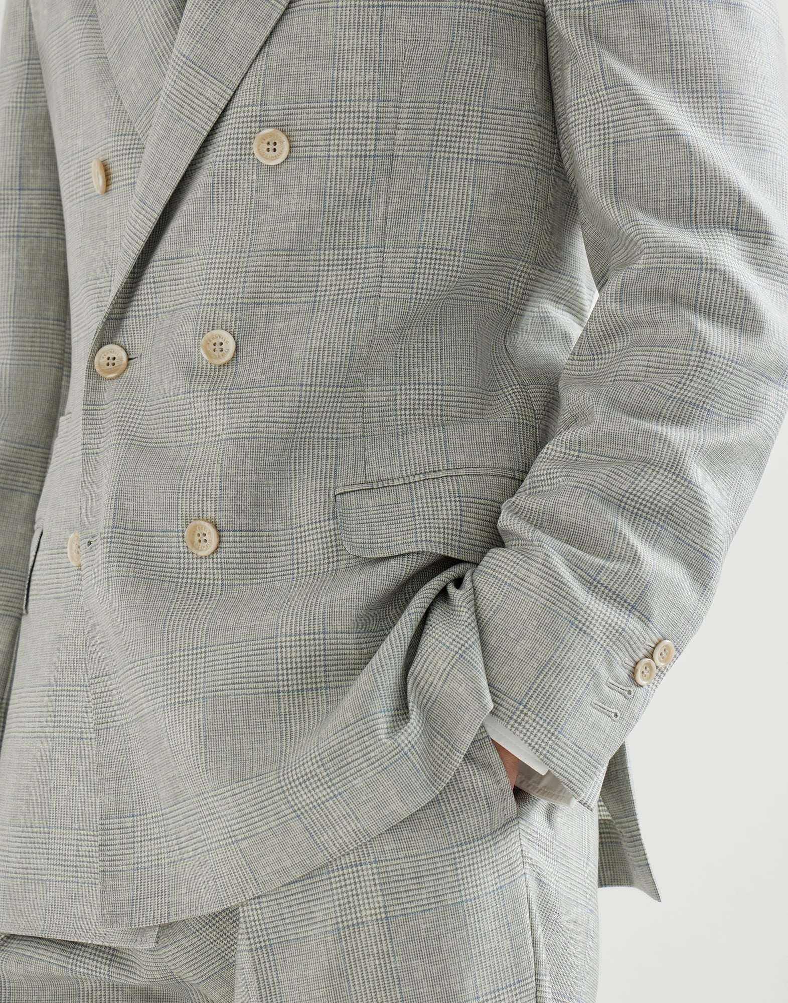 Virgin wool prince of wales fresco one-and-a-half breasted suit-BRUNELLO CUCINELLI-Verso