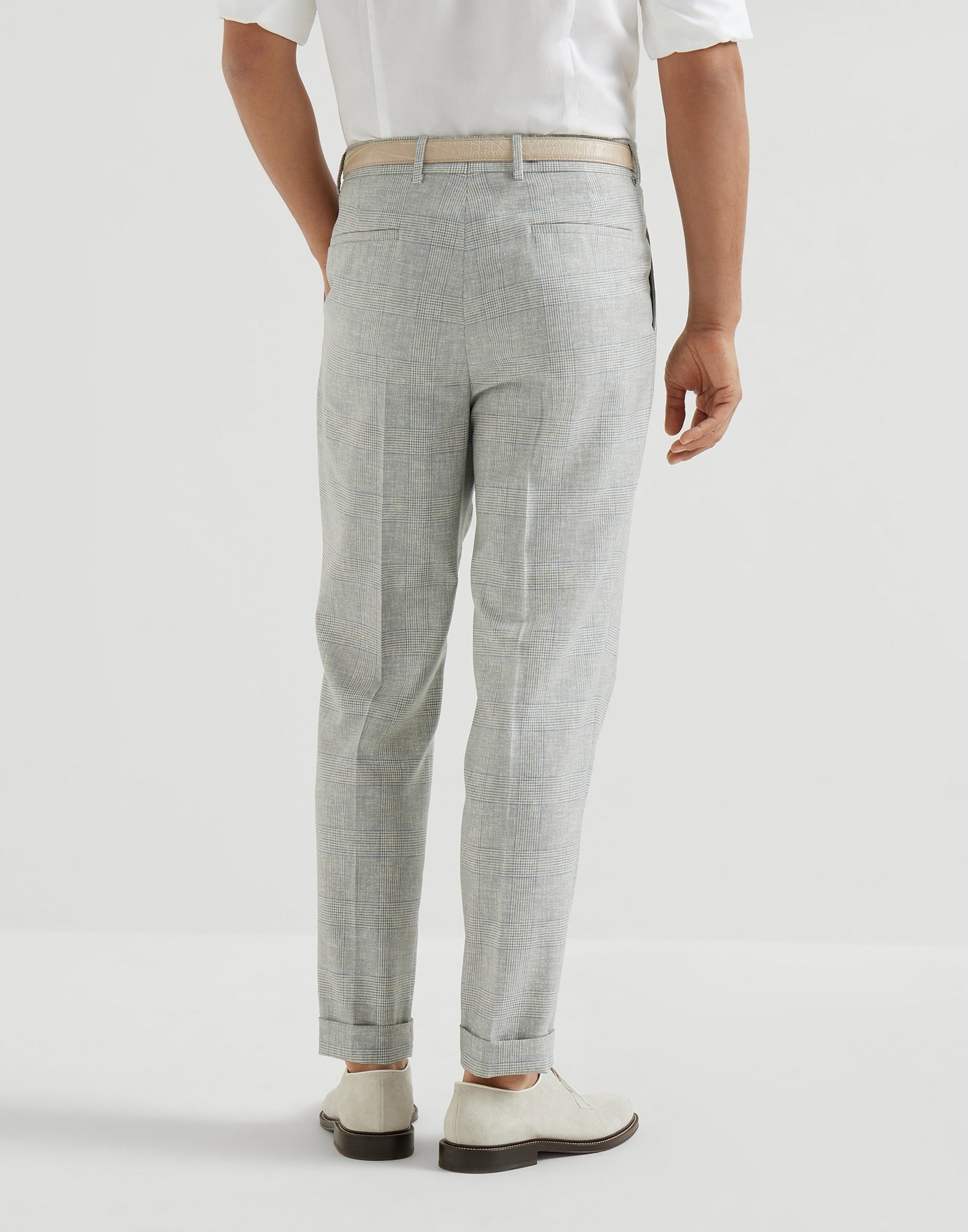 Virgin wool prince of wales fresco one-and-a-half breasted suit-BRUNELLO CUCINELLI-Verso