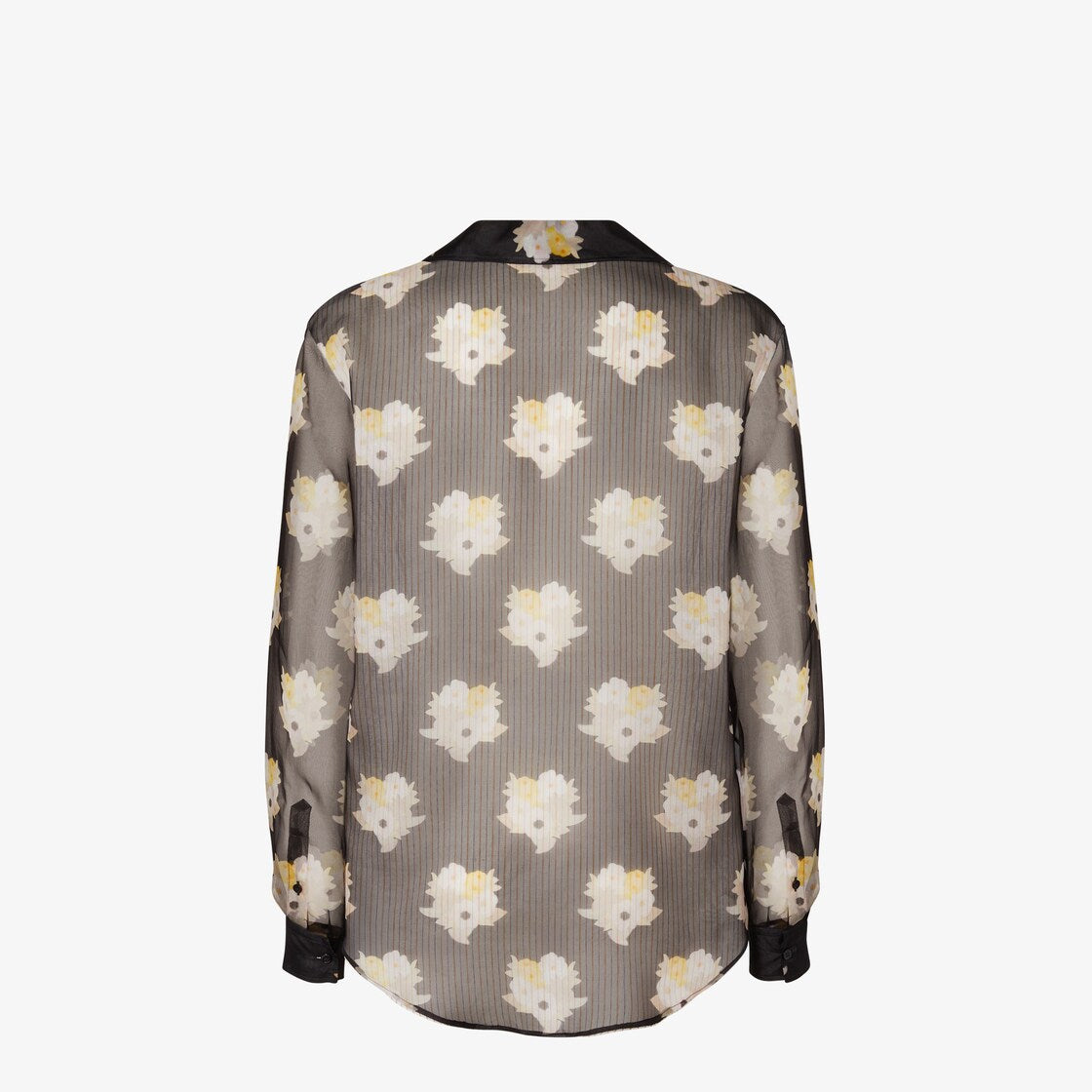 Printed black organza shirt-FENDI-Verso