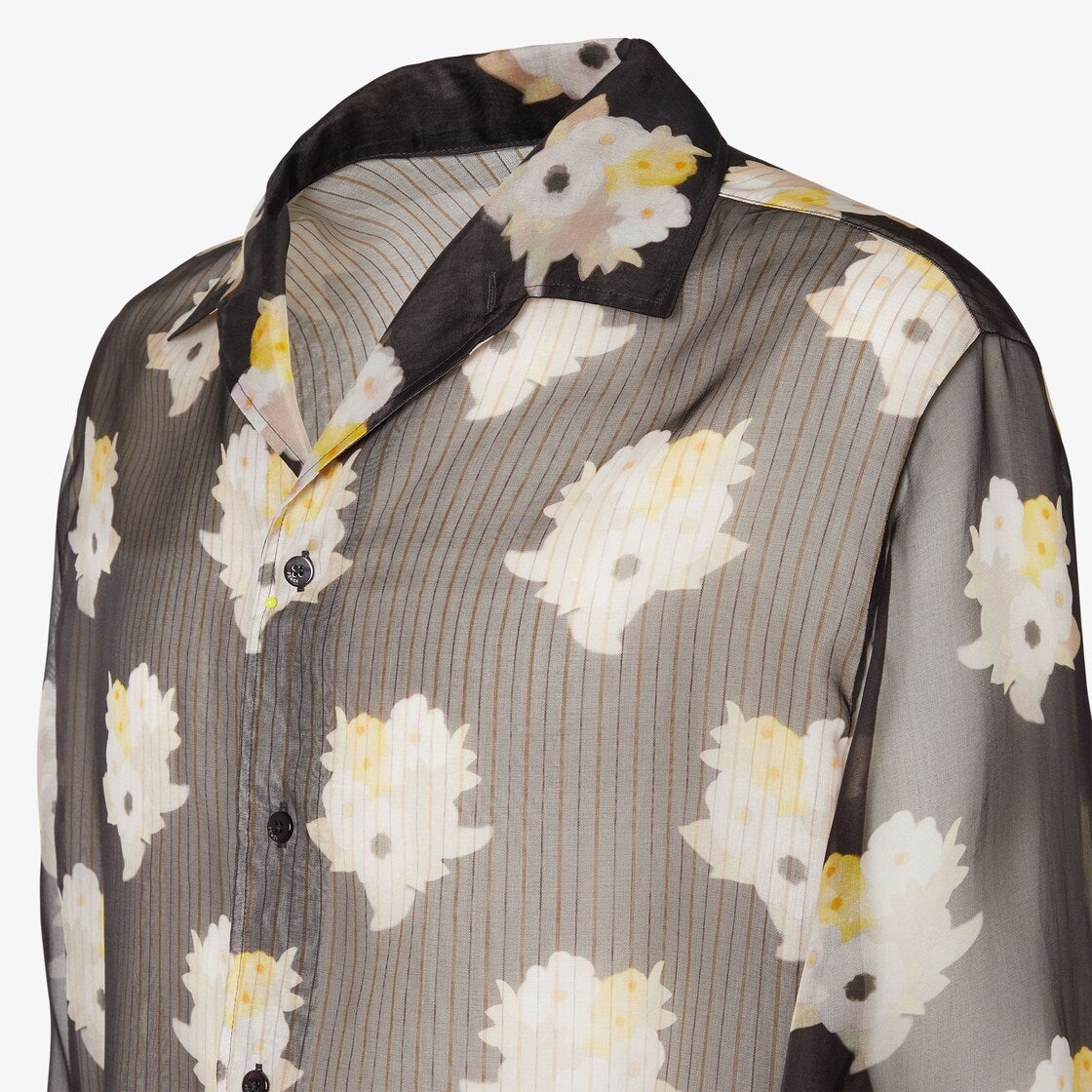 Printed black organza shirt-FENDI-Verso