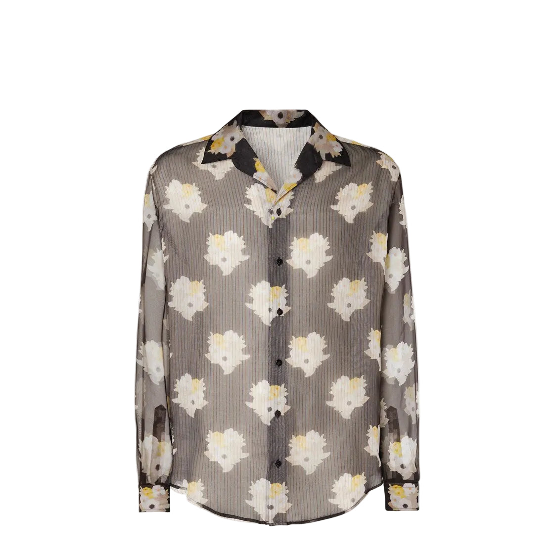 Printed Black Organza Shirt
