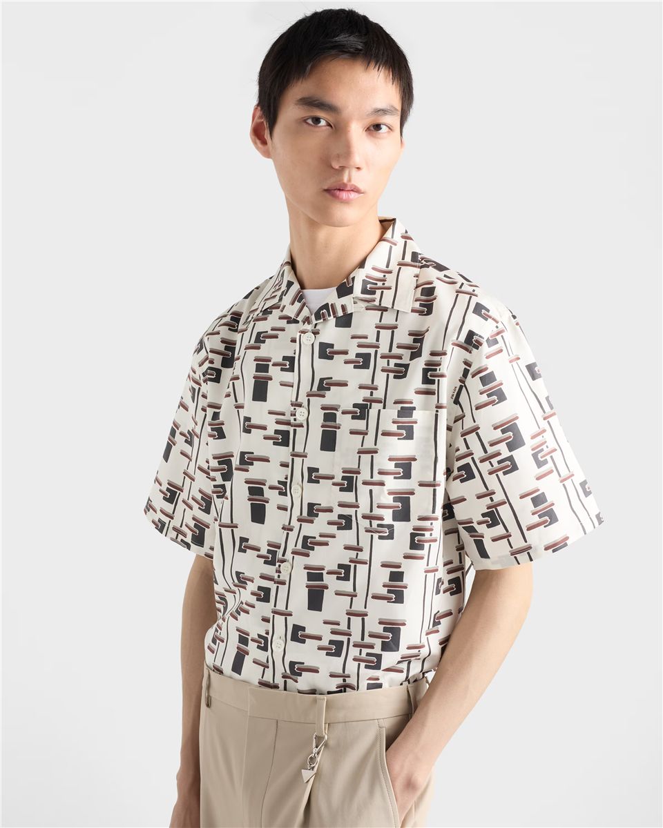 Printed cotton blend shirt-PRADA-Verso