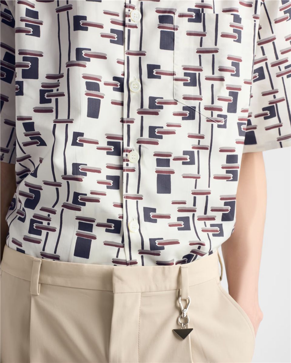 Printed cotton blend shirt-PRADA-Verso