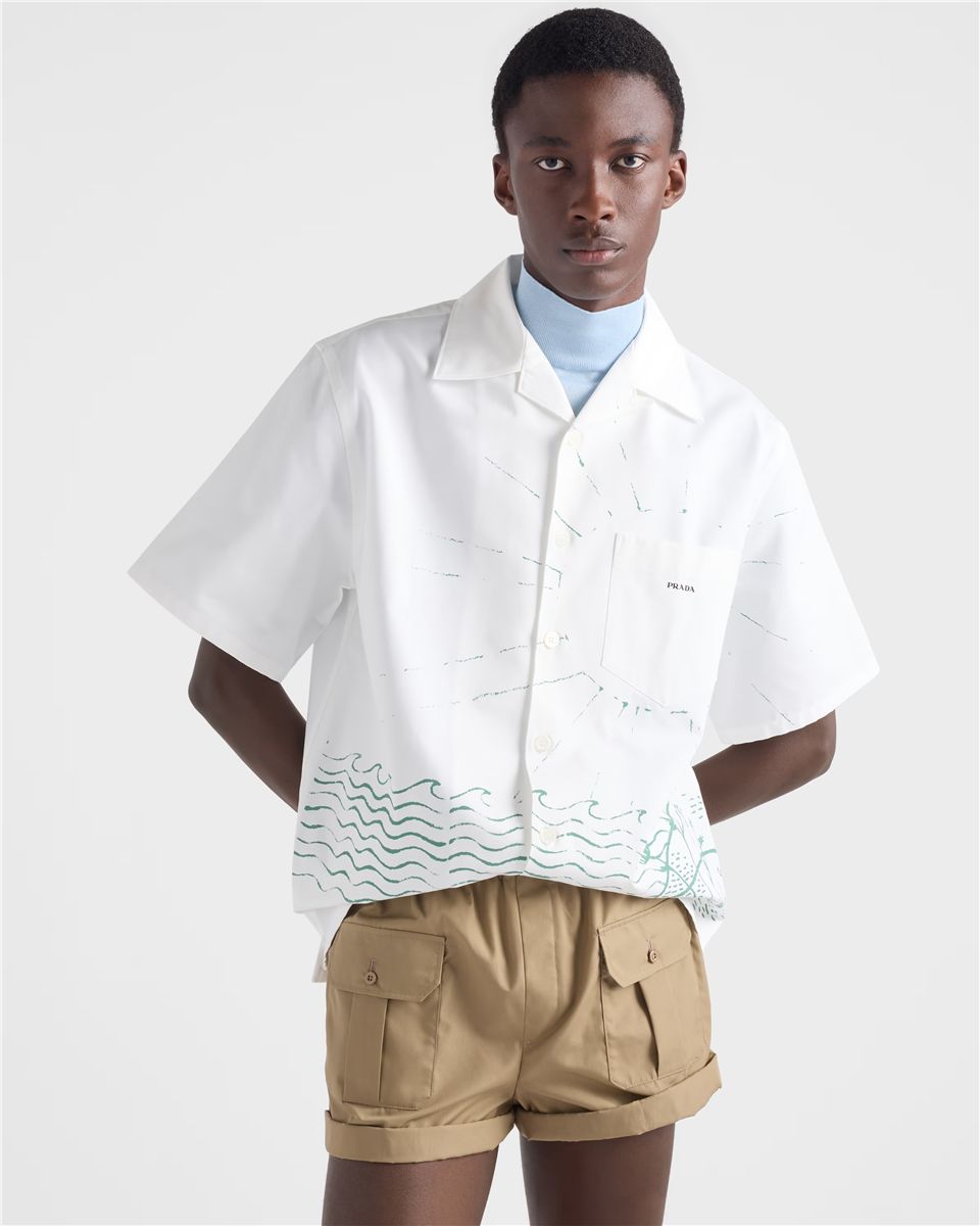 Printed cotton bowling shirt-PRADA-Verso