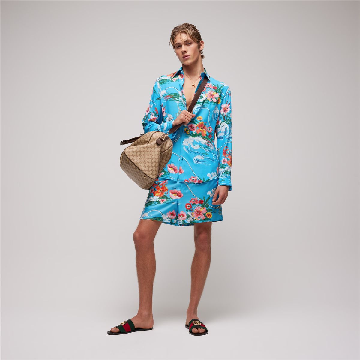 Printed fluid fabric shirt-GUCCI-Verso