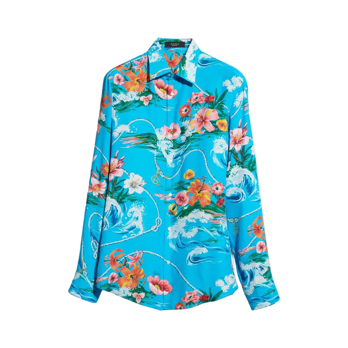 Printed fluid fabric shirt-GUCCI-312001-39-Verso