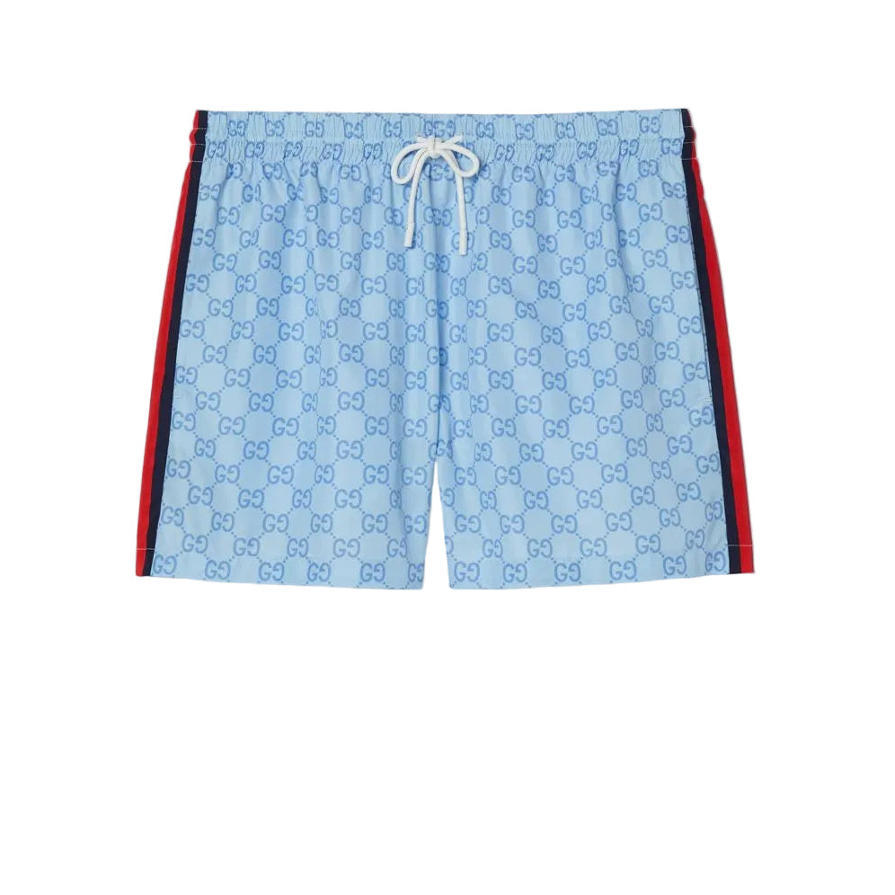 Printed poplin tech swim shorts-GUCCI-305308-46-Verso