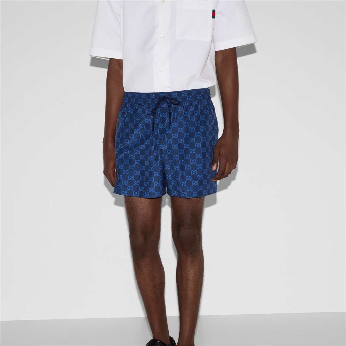 Printed poplin tech swim shorts-GUCCI-Verso