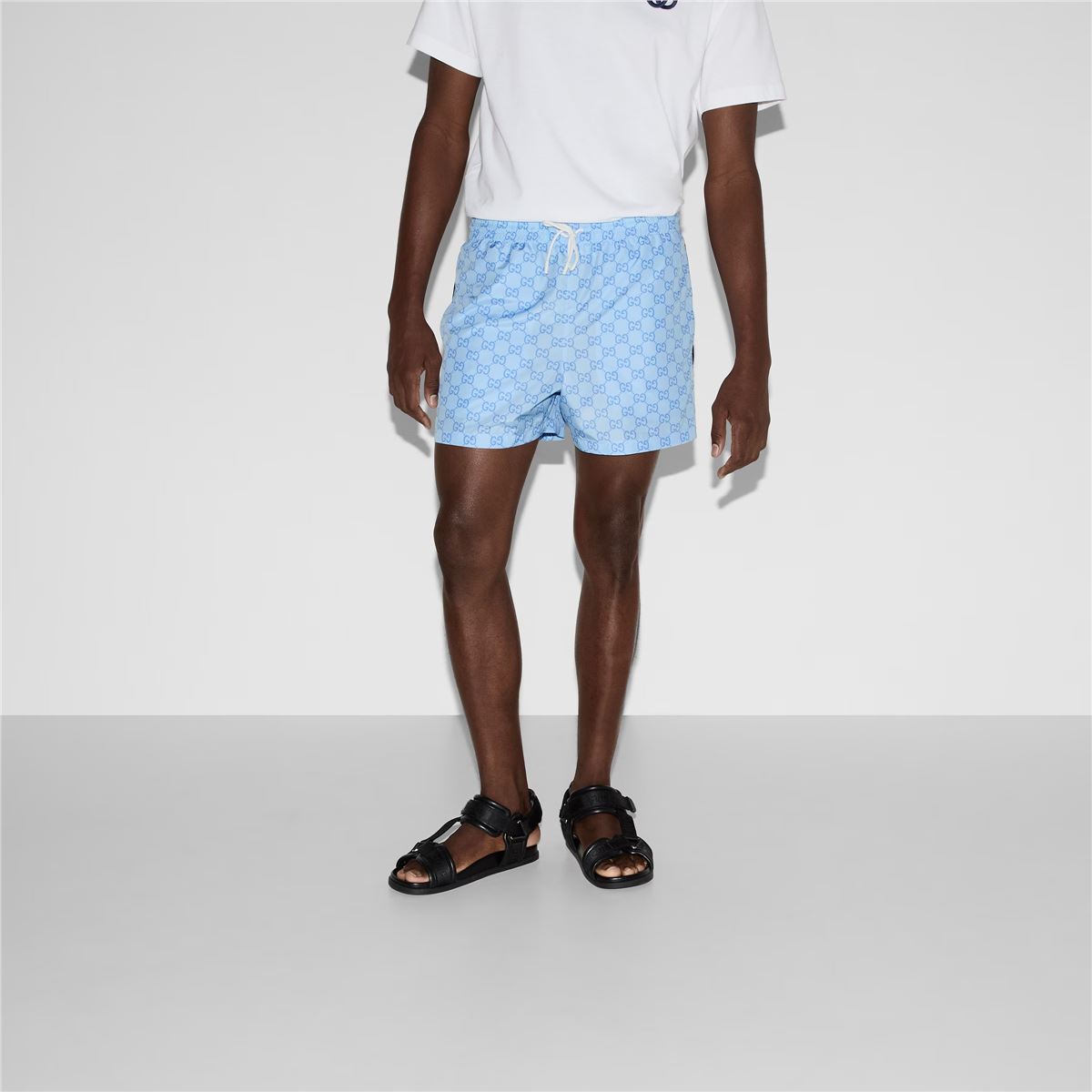 Printed poplin tech swim shorts-GUCCI-Verso