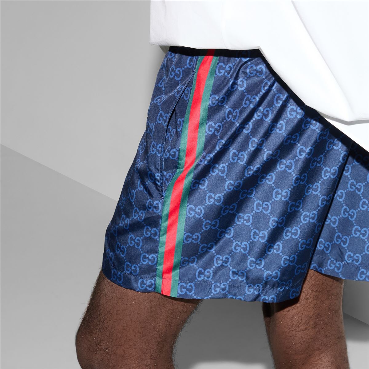 Printed poplin tech swim shorts-GUCCI-Verso