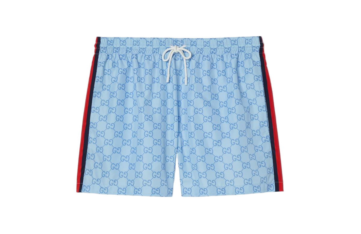 Printed poplin tech swim shorts-GUCCI-Verso